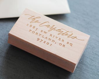Personalized Calligraphy Wood-Mounted Return Address Stamp