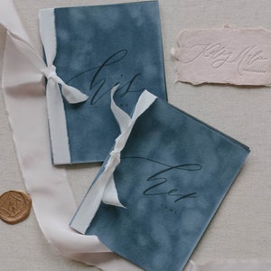 Calligraphy Velvet Vow Books tied with Silk ribbon Set of 2 image 8