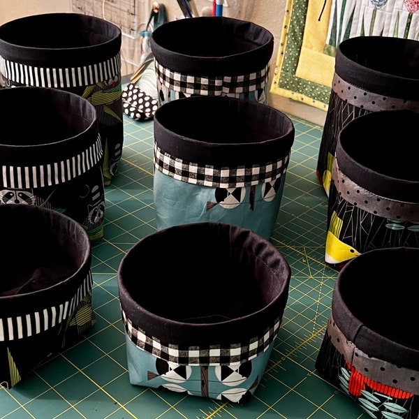 Charley Harper Basket sets, decorative baskets, Thread Catcher, Scrap Caddy, Pin Cushion, Catch All, storage