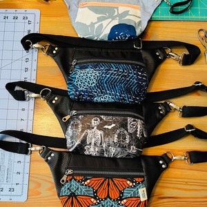 Handmade belt bag: Marimekko, Sashiko, Skeleton, Butterfly Sling Bag