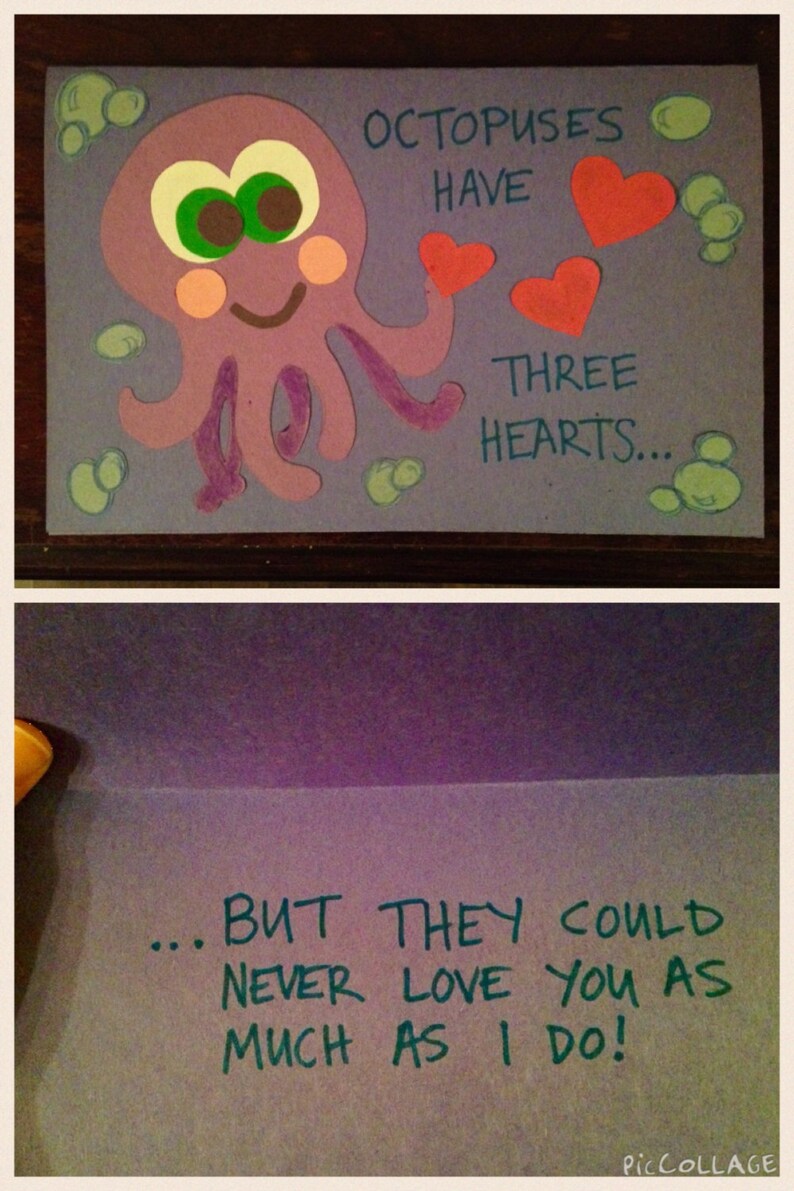 Octopus valentine's card | Etsy