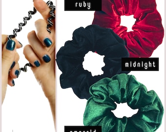 Velour Spiral Hair Tie Scrunchies | Handmade Coil Satin Scrunchies | Gifts For Her | Velvet Scrunchies