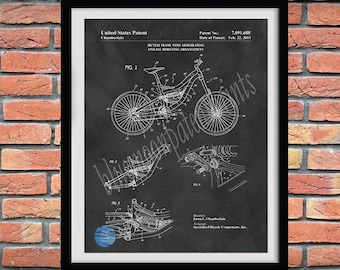 Mountain Bike Patent Print, 2011 Mountain Bike Poster, Mountain Bike Blueprint, Specialized Mountain Bike, Cyclist Gift Idea