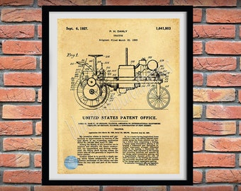 1927 International Harvester Tractor Patent Print, International Harvester Poster, Agriculture Décor, IHC Tractor Blueprint, Farmhouse Décor