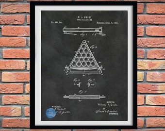 1891 Pool Ball Rack Patent Print - Game Room Poster - Billiard Ball Rack Wall Art- Pool Hall Art - Billiard Hall Art - Sports Bar Art