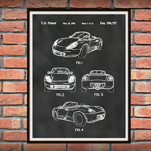 Patent 1995 Porsche 986 Boxster or Cayman - Sports Car - Poster - Wall Art - Automobile Patent - German Sports Car