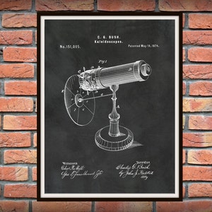 Patent 1874 Kaleidoscope Wall Art Print - Game Patent -Toy - Early High Tech - Game Room Wall Art