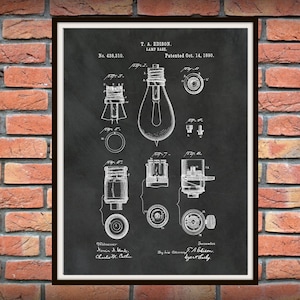 1890 Thomas Edison Patent Print - Edison Light Bulb Patent Print - Thomas Edison Light Bulb Invention Patent - Electrician Gift Idea