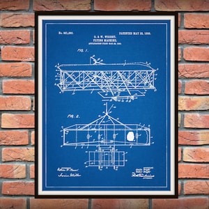 1906 Wright Brothers Airplane Patent Print Vers #2 - Kitty Hawk Airplane Poster - Aviation Decor - Aviator Gift Idea - Pilot Gift