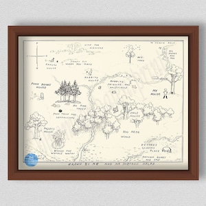 100 Acre Wood Map, Winnie the Pooh Art Print, 100 Acre Wood Drawing, E.H. Shepard Map of Hundred Acre Wood, Nursery Décor, Christopher Robin