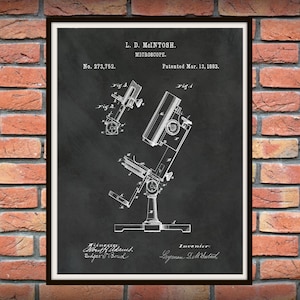 1883 Microscope Patent Print - Microscope Poster -  Hospital Decor - Doctors Office Art - Medical Research Decor - Scientist Gift Idea
