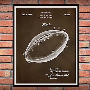 1939 Football Patent Print - Football Poster - Sports Decor - NFL Decor - Sports Bar Decor - Football Art Print - Football Lover Gift Idea