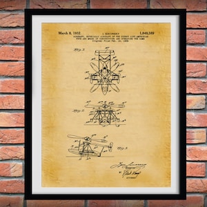 1932 Sikorsky Helicopter Patent Print - Helicopter Poster - Aeronautic - Aviation Decor - Helicopter Blueprint - Helicopter Decor