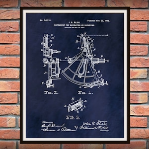 1902 Sextant Patent Print - Ship Navigation Poster - Nautical Decor - Marine Art - Naval Decor - Sailor Gift Idea - Sextant Poster Print