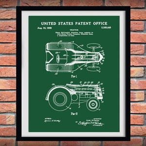 1939 John Deere Tractor Patent Print - McCormick Tractor - Art Print - Poster - Agriculture Art - Farmhouse Decor - Farming Print