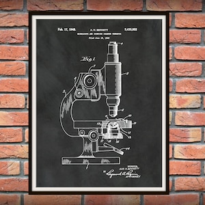 1948 Microscope Patent Print - 1948 Microscope Poster - Science Lab Wall Art - Doctors Office Art - Medical Research Decor - CDC Wall Art