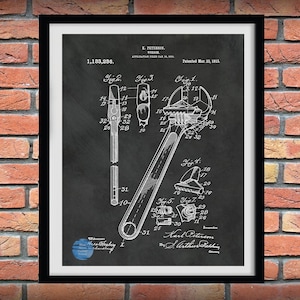 1915 Crescent Wrench Patent Print, Crescent Wrench Poster, Mechanic Décor, Crescent Wrench Blueprint, Carpenter Décor,Auto Repair Shop Décor