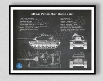 M60A1 Patton Main Battle Tank Designed for the Military, M60A1 drawing, Patton Tank Illustration, M60 Cold War Tank Drawing, M60A1 Main Tank