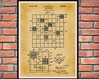1956 Scrabble Game Patent Print -  Board Game Poster - Game room Decor - Board Game Patent Print -  Scrabble Poster Print