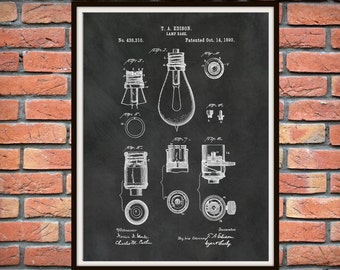 1890 Thomas Edison Patent Print - Edison Light Bulb Patent Print - Thomas Edison Light Bulb Invention Patent - Electrician Gift Idea