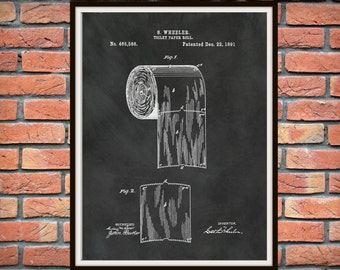 1891 Toilet Paper Roll Patent Print, Bathroom Art, Bathroom Patent Print, Toilet Paper Patent Poster Print, Bathroom Decor