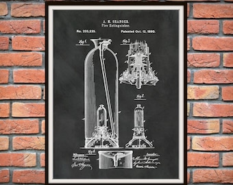 Patent 1880 Fire Extinguisher - Art Print - Poster - Wall Art - Fire House Wall Art - Fire Fighter - Fireman Art - Man Cave Wall Art