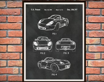 Patent 1995 Porsche 986 Boxster or Cayman - Sports Car - Poster - Wall Art - Automobile Patent - German Sports Car