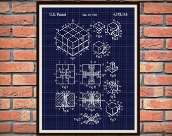 1983 Rubik's Cube Patent Print - Rubiks Cube Poster - Brain Teaser Patent - Rubik's Cube Game Patent - Big Bang Theory Game