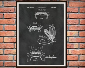 1934 Toilet Seat Patent Print - Art Print - Bathroom Patent Poster - Bathroom Decor - Lavatory - Wash Room Toilet Poster-