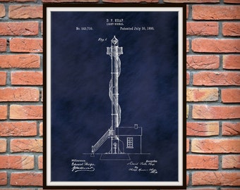 1895 Lighthouse Patent Print - Signal Light Patent - Lighthouse Invention - Nautical Decor-  Lighthouse Enthusiast Gift Idea