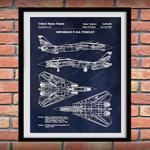 1999 F-14A Tomcat Bomber Patent Print, Northrop Grumman F-14A Art Print, F-14 Tomcat Poster Print, Supersonic Military Fighter Plane