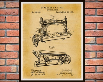 1885 Sewing Machine Patent Print - Sewing Machine Poster Print - Seamstress Decor - Sewing Room Decor - Sewing Machine Invention