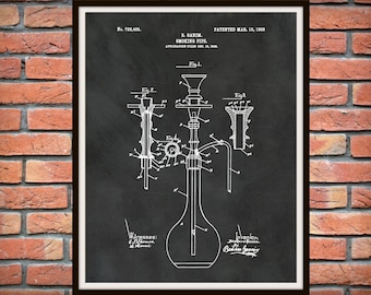 1902 Smoking Pipe Patent Print - Hookah Pipe Patent Print - Turkish Tobacco Water Pipe - Cannabis Water Bong Print - Pot Pipe Print -