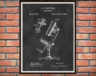 1883 Microscope Patent Print - Microscope Poster -  Hospital Decor - Doctors Office Art - Medical Research Decor - Scientist Gift Idea