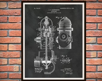 1903 Fire Hydrant Patent Print - Fire Hydrant Poster - Firehouse Decor - Firefighter Gift - Fire Hydrant Invention - Fire Hydrant Blueprint