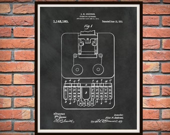 1915 Stenographic Machine Patent Print - Court Reporter Decor - Stenographer Gift Idea - Stenotype Machine - Court Judge Gift Idea