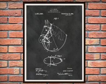 Patent 1920 Horse Halter - Art Print Poster - Wall Art -  Western Art - Equine Art - Equus - Cowboy Wall Art