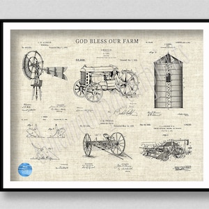 Dio benedica la nostra stampa del brevetto agricolo Vers #2 - Brevetto del trattore Ford - Poster della fattoria - Agricoltura - Brevetto per attrezzature agricole - Arredamento della fattoria