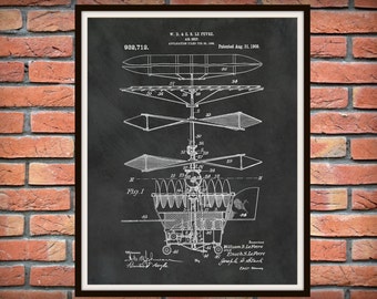 Patent 1909 Airship - Flying Machine Art Print - Poster Print - Airplane - Air Ship