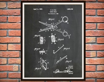 Patent 1927 Barber Shears - Art Print - Poster - Barber Shop Shears -Hair Salon Scissor - Hairdresser Art - Beautician Art - Beauty Shop Art