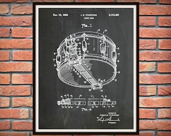 1963 Snare Drum Patent Print - Marching Band Decor -  Music Room Decor - Jazz Band Wall Art - Marching Band Gift