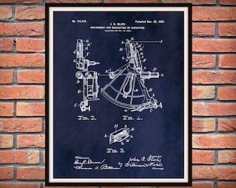 1902 Sextant Patent Print - Ship Navigation Poster - Nautical Decor - Marine Art - Naval Decor - Sailor Gift Idea - Sextant Poster Print