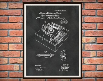 1868 Typewriter Machine Patent - Art Print - Poster - Office Wall Art - Secretary Art - Writer Art - Stenographer Art - Transcription