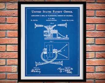 Patent 1881 Telephone - Alexander Graham Bell Invention - Speaking Telephone - Art Print - Poster - Wall Art -