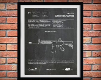 2006 Colt C7 Rifle Patent Print - Canadian Patent - Semi-Automatic Assault Rifle - Art Print - Poster -  Firearm Art - AR15 - M16 type rifle