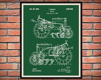 1935 John Deere B Tractor Patent Print - Poster - Agriculture Art - Farming - Farm Equipment Patent - Farm Decor - Farmhouse Decor