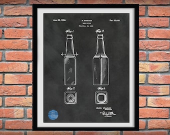 1934 Beer Bottle Patent Print, Beer Bottle Poster, Vintage Beer Bottle Art Print, Beer Processing Art, Craft Beer Décor, Micro Brewery Decor