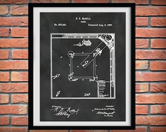 1887 Baseball Diamond Patent Print - Baseball Field Poster - MLB Wall Art - World Series Decor - Baseball Coach Gift - Boys Room Decor