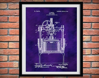 1903 Wine Press Patent Print - Wine Press Poster - Wine Collector Decor - Winery Decor - Wine Press Invention - Wine Connoisseur Gift Idea