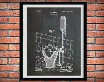 Patent 1899 Toilet - Water Closet Patent - Art Print Bathroom Art - Lavatory Wash Room Wall Art Toiletry- Poster Print - Wall Art